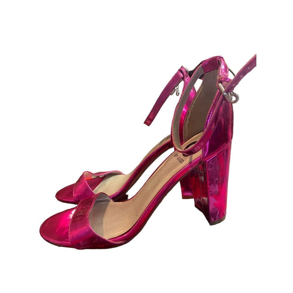 NYE party shoes for Barbie metallic pink fuschia block heels size 9.5